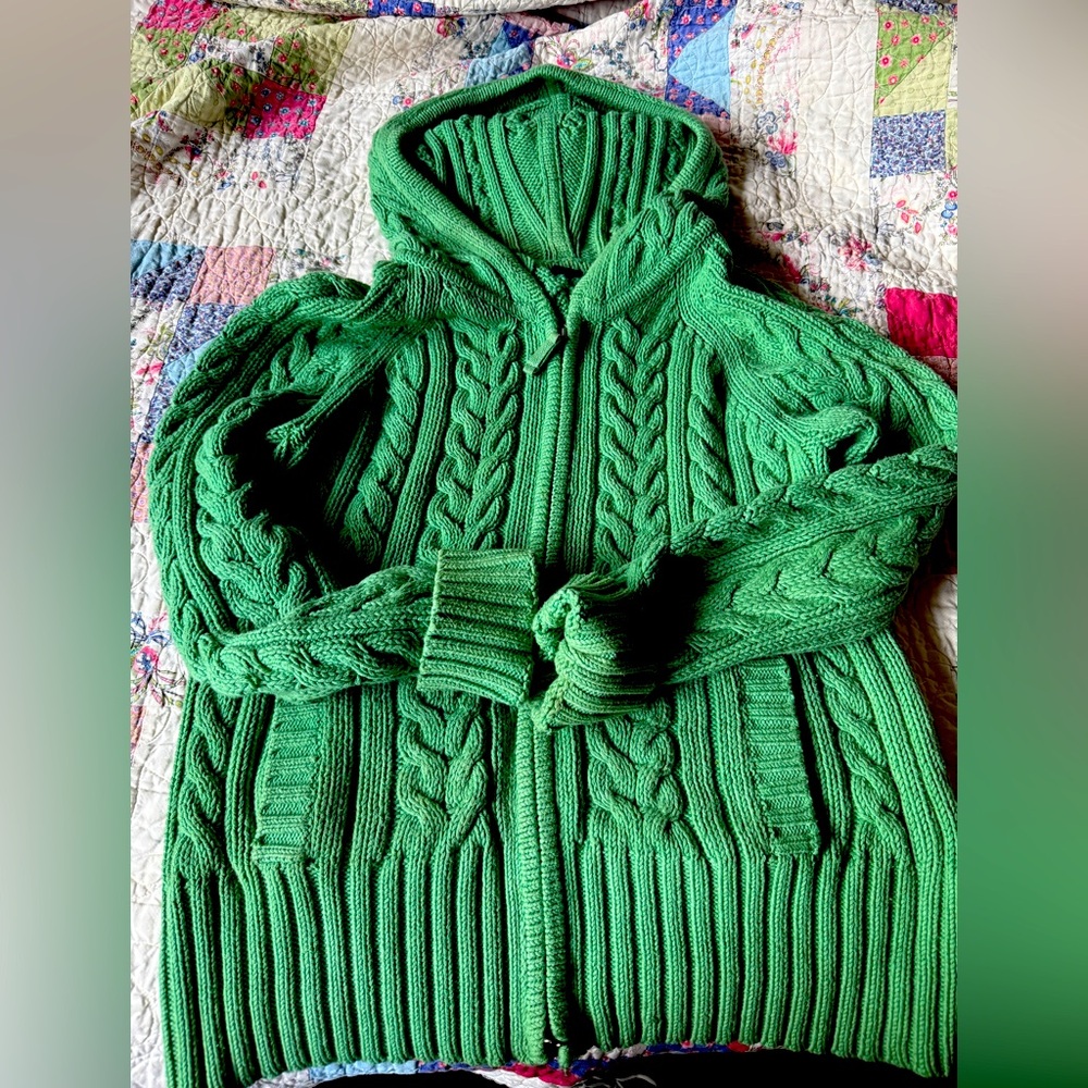 Kelly green cotton sweater/jacket